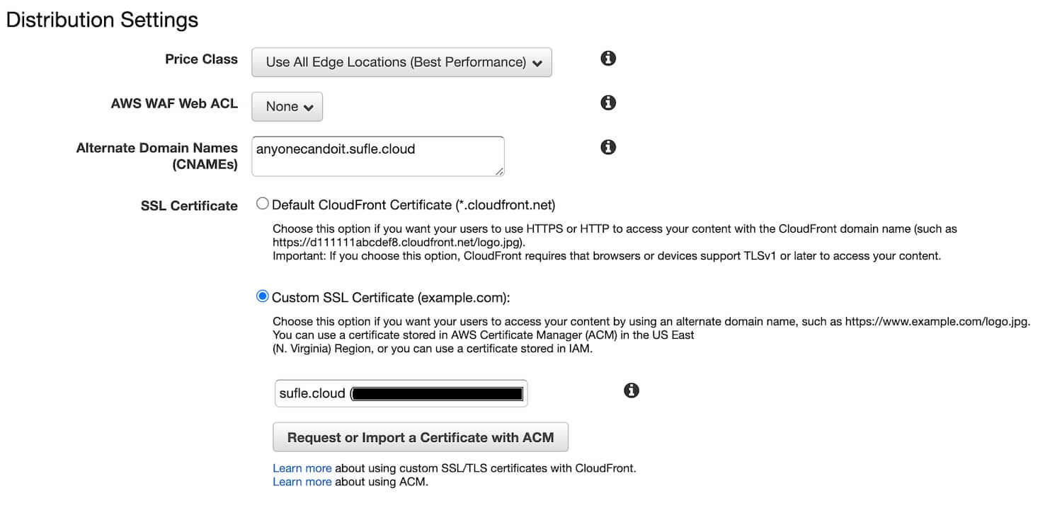 CloudFront set Custom SSL Certificate